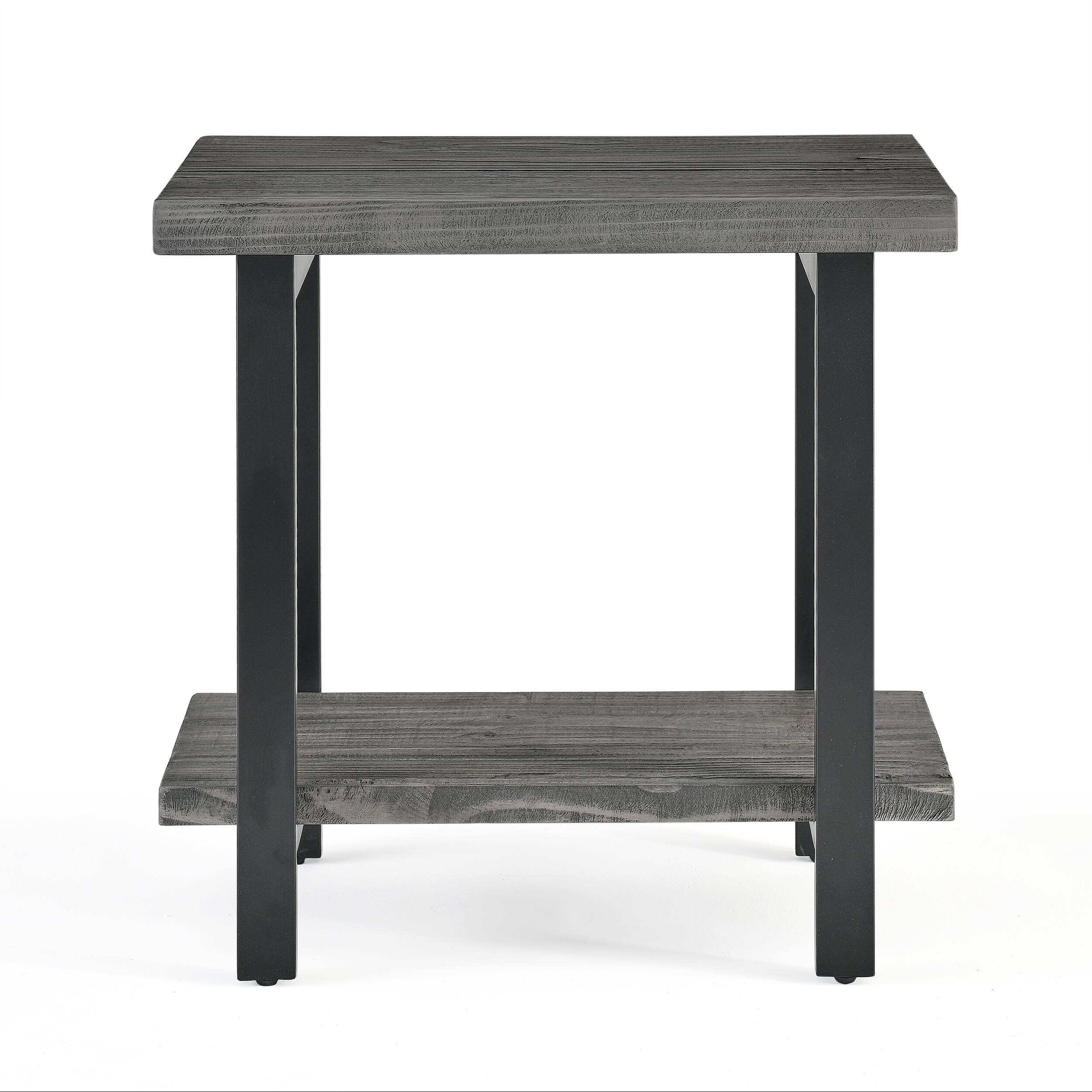 Carbon Loft Lawrence Metal and Reclaimed Wood End Table with Shelf On